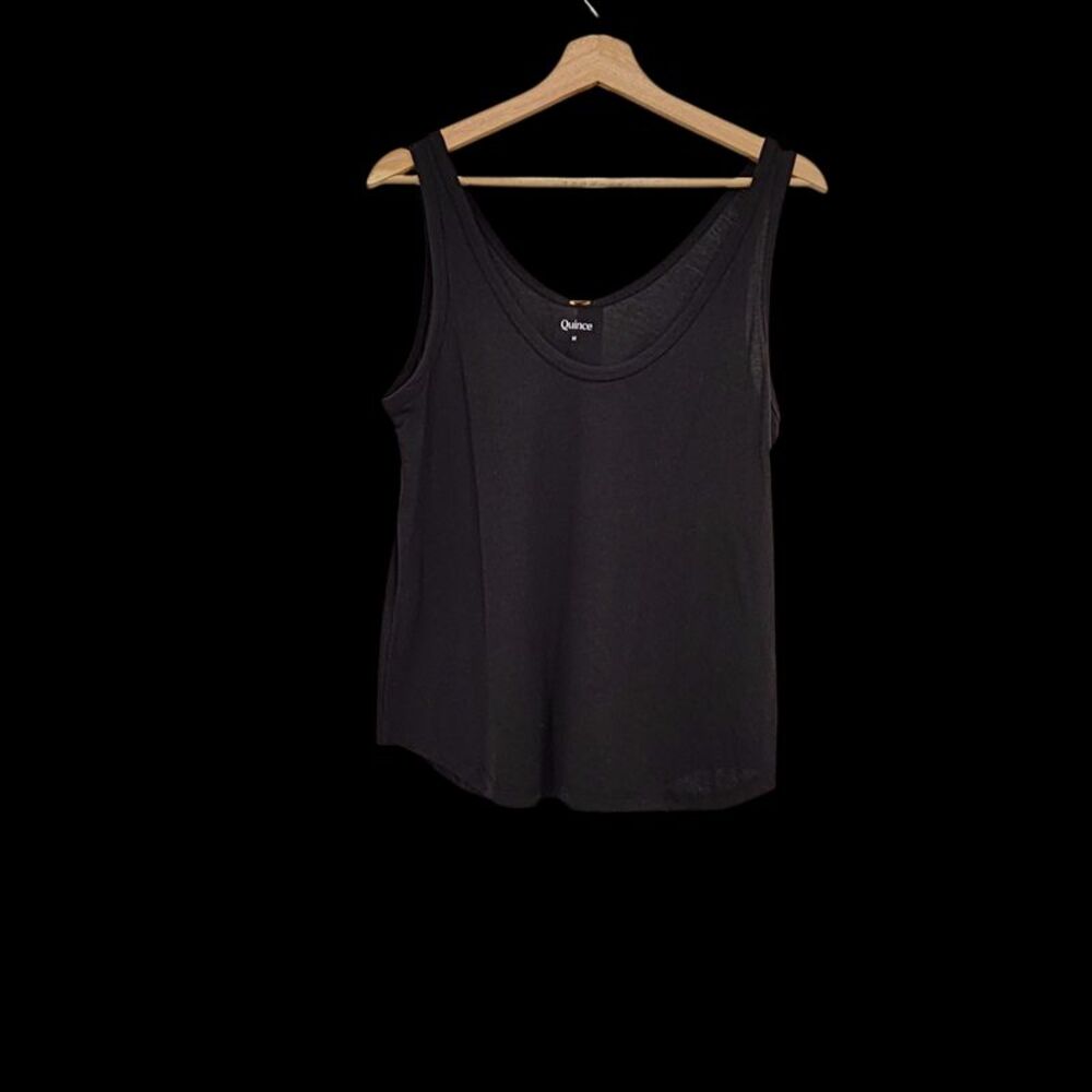 Quince Women Cotton Modal Double Scoop Neck Tank Black M